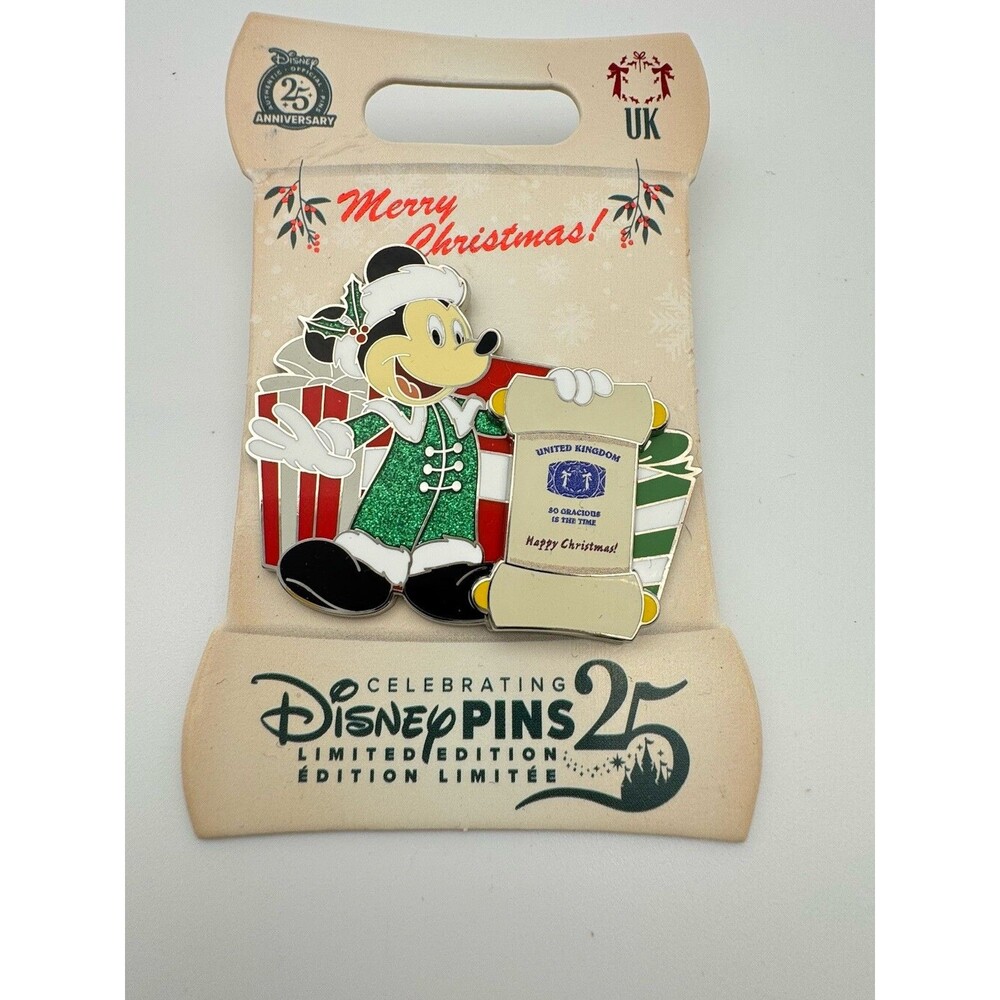 Disney Parks 2025 Santa Mickey UK Christmas Holiday Pin LE 2000